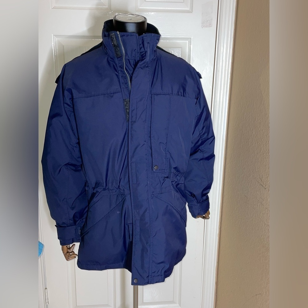 Vintage RALPH LAUREN Navy Blue Nylon Puffy COAT Jacket Large